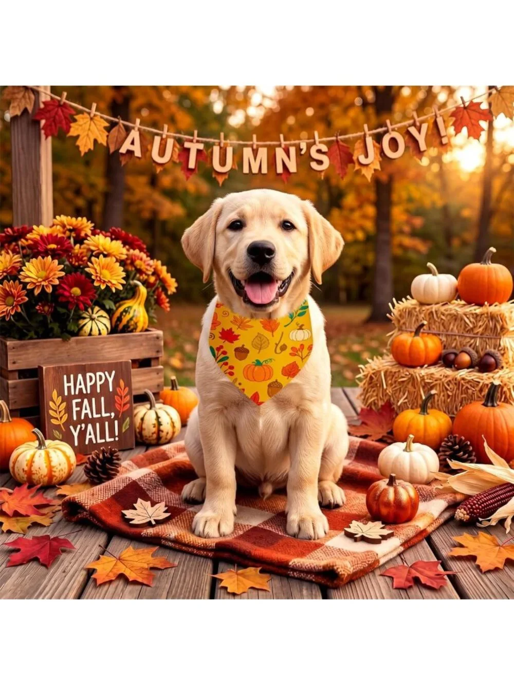 100 Pcs Fall Dog Bandanas for Thanksgiving & Autumn - Medium Size, Cute Designs